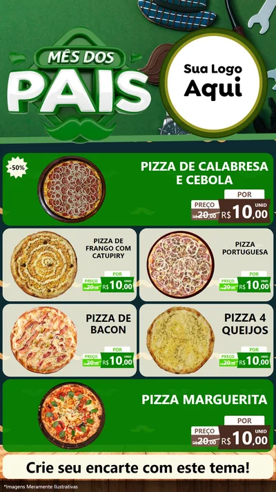 Modelo de TV para TV Vertical com o tema Mês dos Pais para Pizzaria
