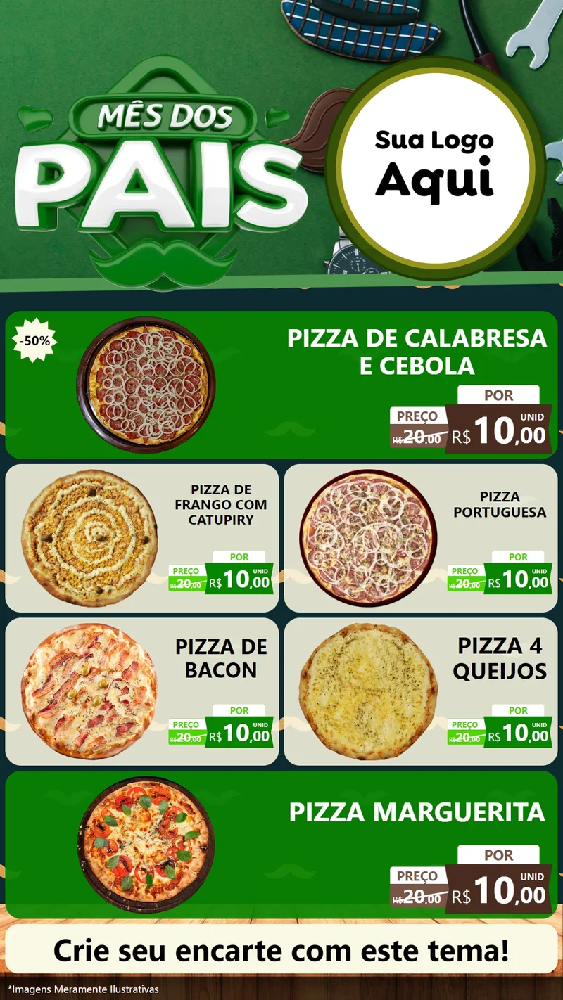 Modelo de TV para TV Vertical com o tema Mês dos Pais para Pizzaria