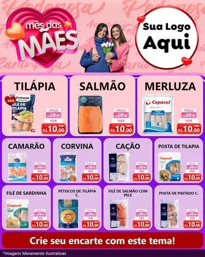 Modelo de Rede Social para Feed Instagram com o tema Mês Das Mães para Peixaria