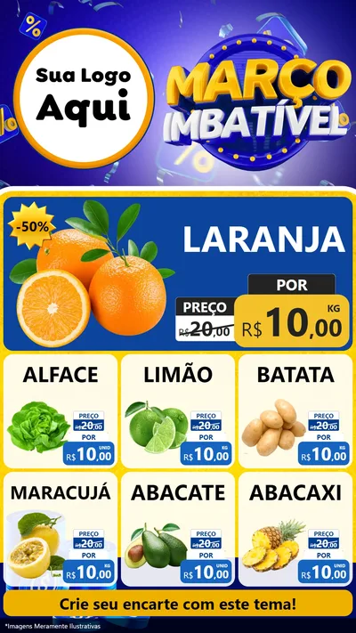 Modelo de Rede Social para Stories com o tema Março Imbatível para Hortifrúti