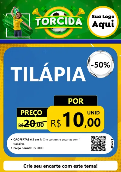 Modelo de Cartaz para Cartaz A4 Vertical com o tema Torcida para Peixaria