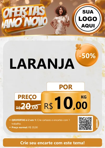 Modelo de Cartaz para Cartaz A4 Vertical com o tema Ofertas de Ano Novo para Hortifrúti