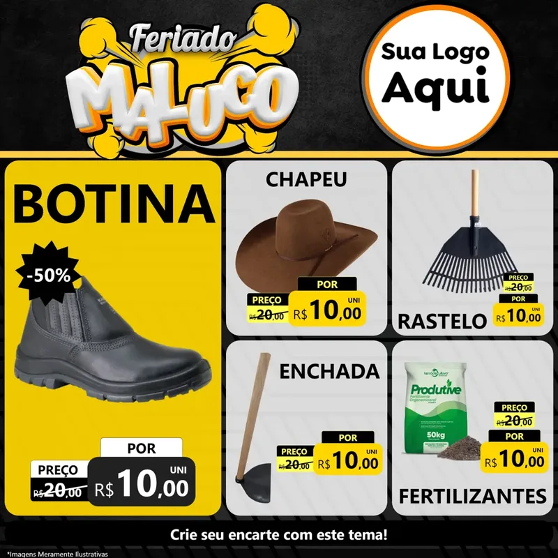 Modelo de Rede Social para Feed Facebook com o tema Feriado Maluco para Agropecuária
