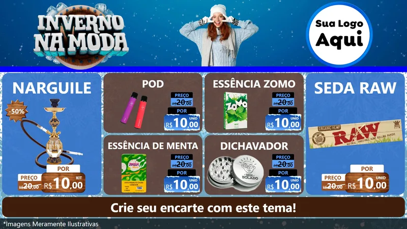 Modelo de TV para TV Horizontal com o tema Inverno na Moda para Tabacaria