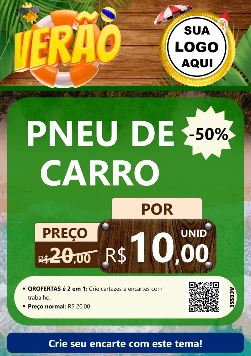 Modelo de Cartaz para Cartaz A4 Vertical com o tema Verão para Auto peças