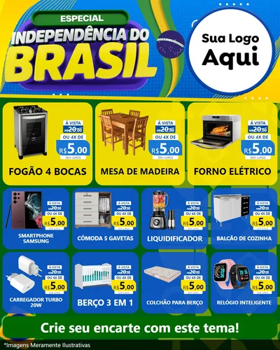 Modelo de Rede Social para Feed Instagram com o tema Especial Independência do Brasil para Móveis e Eletro