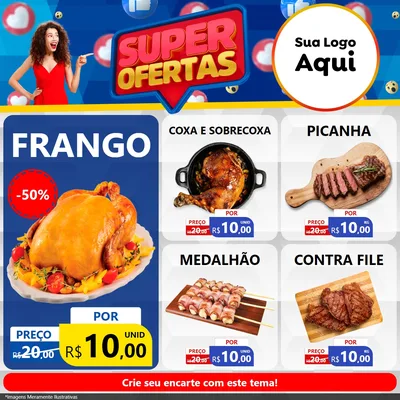 Modelo de Rede Social para Feed Facebook com o tema Super Ofertas para Assados