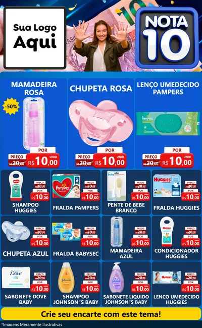 Modelo de Encarte para Encarte Grande com o tema Nota 10 para Bebês