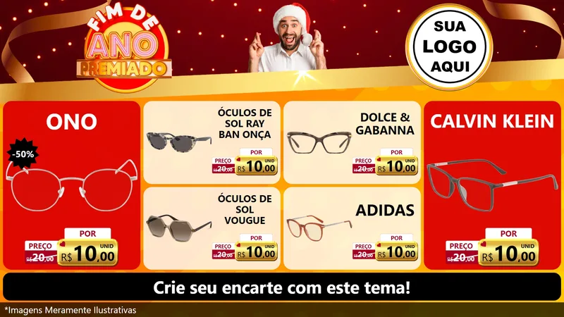 Modelo de TV para TV Horizontal com o tema Fim de Ano Premiado para Óticas