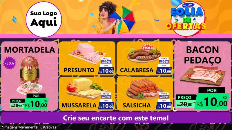 Modelo de TV para TV Horizontal com o tema Folia de Ofertas para Frios e Laticínios