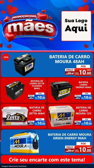 Modelo de TV para TV Vertical com o tema Promoção das Mães para Baterias Elétricas