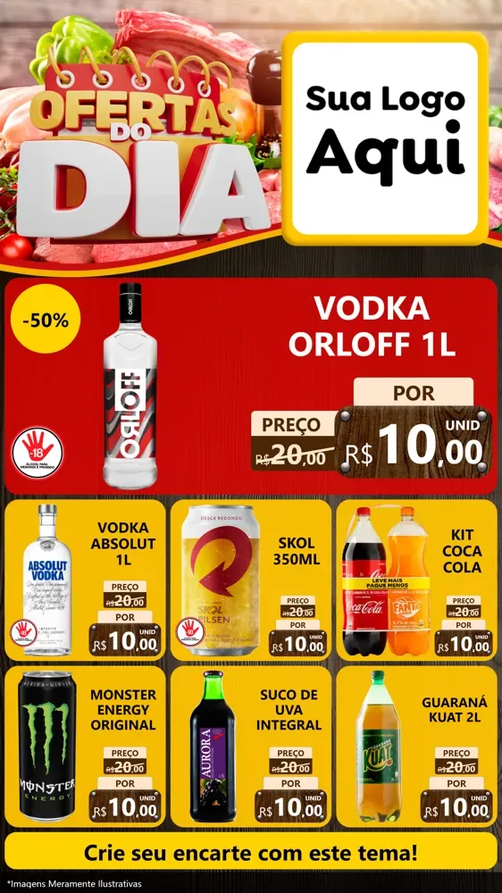 Modelo de Rede Social para Stories com o tema Ofertas do Dia para Distribuidora de bebidas