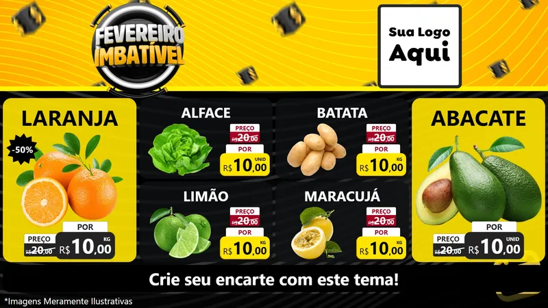 Modelo de TV para TV Horizontal com o tema Fevereiro Imbatível para Hortifrúti