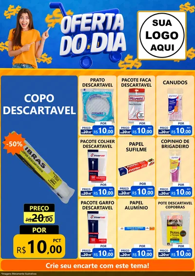 Modelo de Encarte para Encarte A4 Vertical com o tema Oferta do Dia para Embalagens