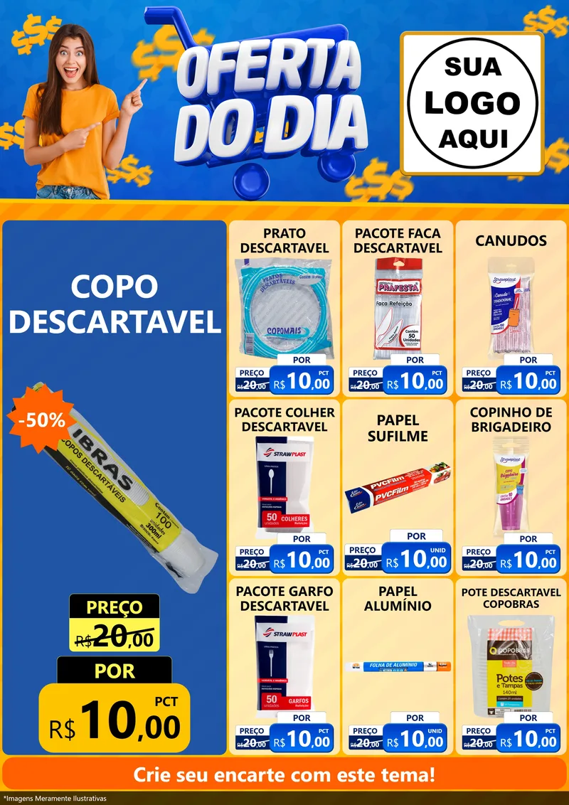 Modelo de Encarte para Encarte A4 Vertical com o tema Oferta do Dia para Embalagens