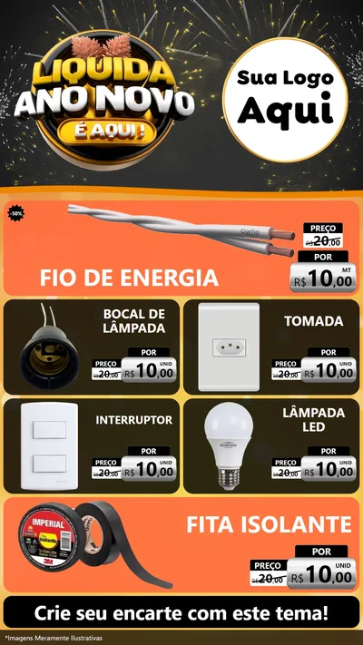 Modelo de TV para TV Vertical com o tema Liquida Ano Novo É Aqui! para Materiais Elétricos