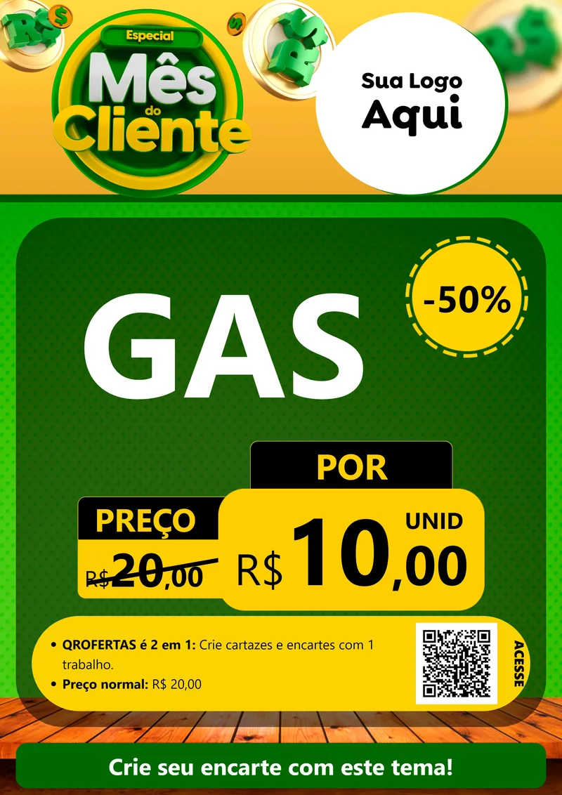 Modelo de Cartaz para Cartaz A4 Vertical com o tema Especial Mês do Cliente para Água e gás