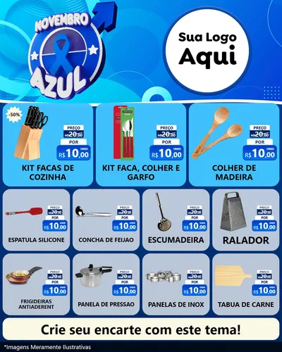 Modelo de Rede Social para Feed Instagram com o tema Novembro Azul para Utilidades Domésticas