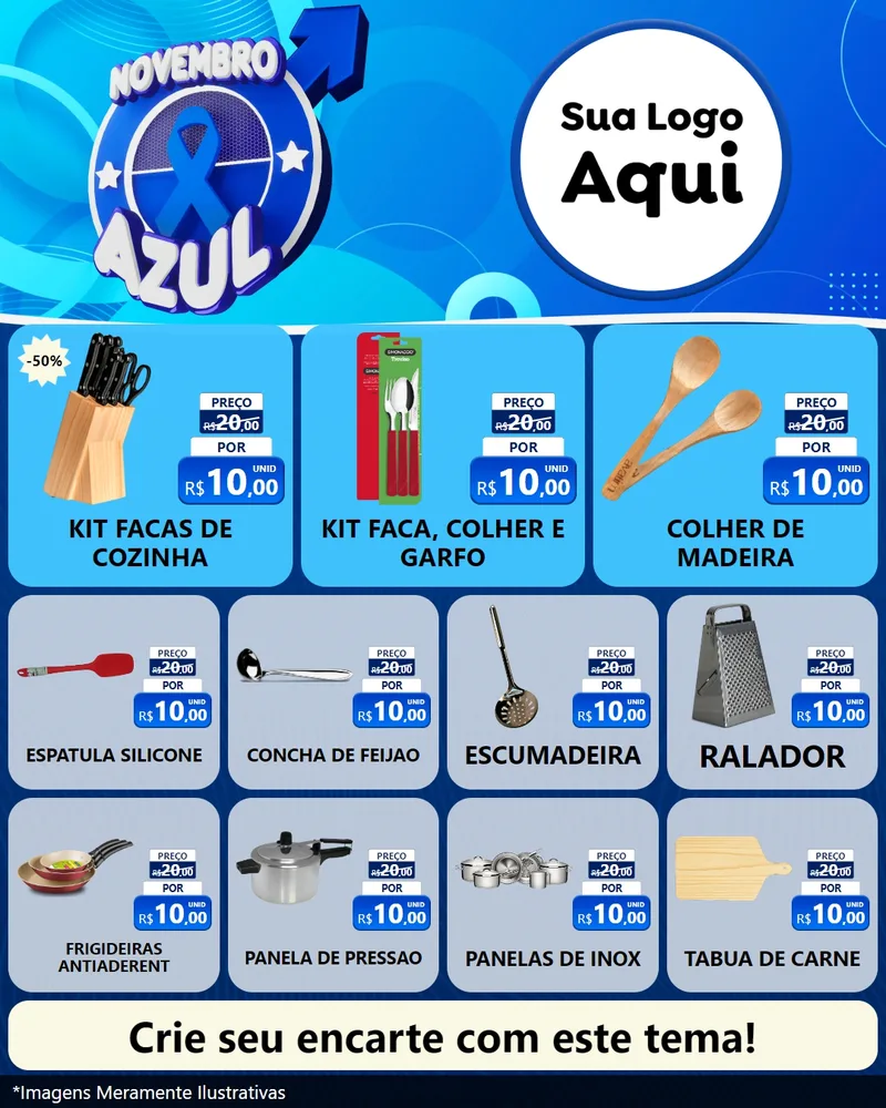 Modelo de Rede Social para Feed Instagram com o tema Novembro Azul para Utilidades Domésticas