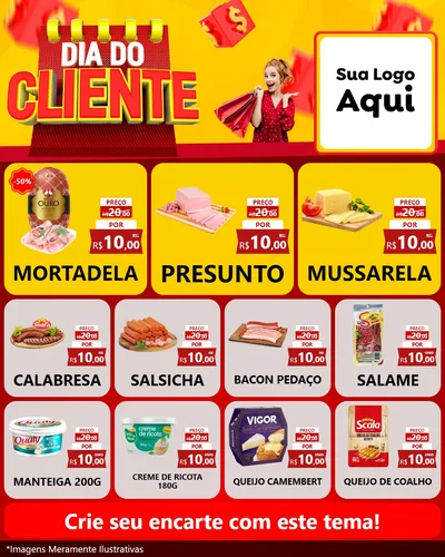 Modelo de Rede Social para Feed Instagram com o tema Dia do Cliente para Frios e Laticínios