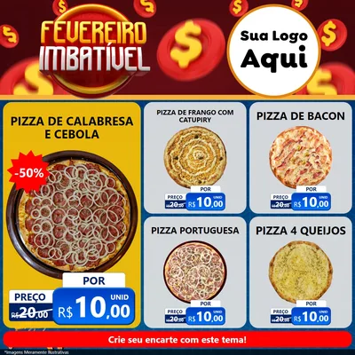 Modelo de Rede Social para Feed Facebook com o tema Fevereiro Imbatível para Pizzaria
