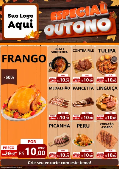 Modelo de Encarte para Encarte A4 Vertical com o tema Especial Outono para Assados