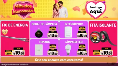 Modelo de TV para TV Horizontal com o tema Mês dos Namorados para Materiais Elétricos