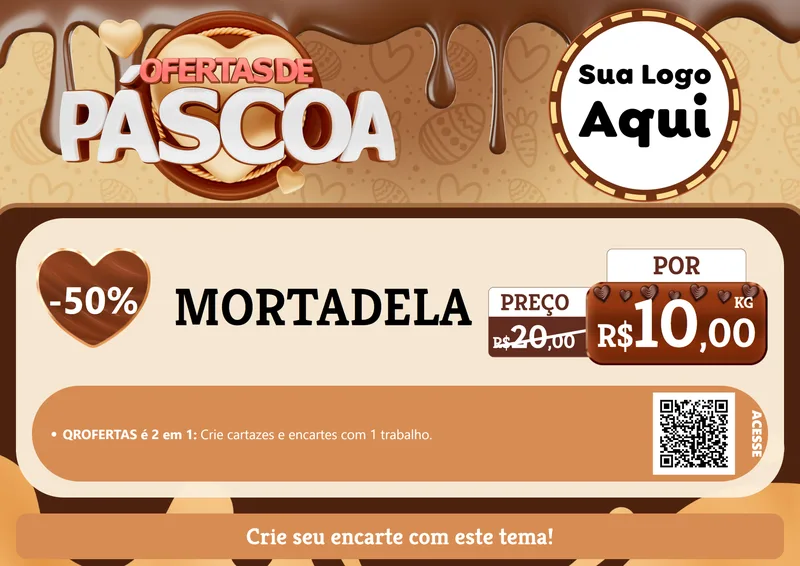 Modelo de Cartaz para Cartaz A4 Horizontal com o tema Ofertas de Páscoa para Frios e Laticínios