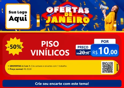 Modelo de Cartaz para Cartaz A4 Horizontal com o tema Ofertas de Janeiro para Material para Construção