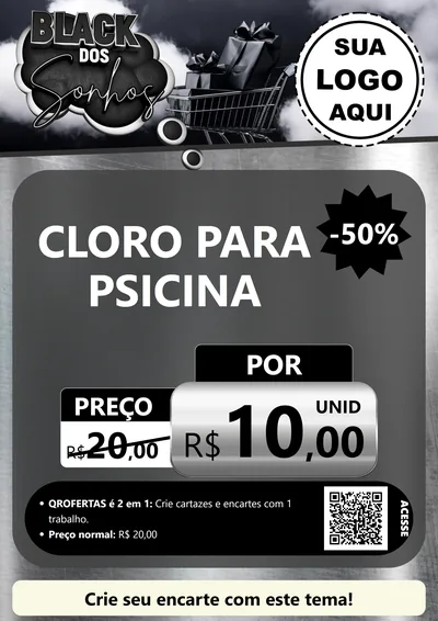 Modelo de Cartaz para Cartaz A4 Vertical com o tema Black dos Sonhos para Produtos para Piscina