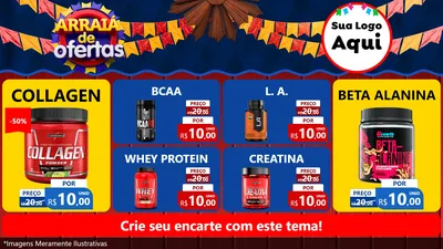 Modelo de TV para TV Horizontal com o tema Arraiá de Ofertas para Suplementos alimentares