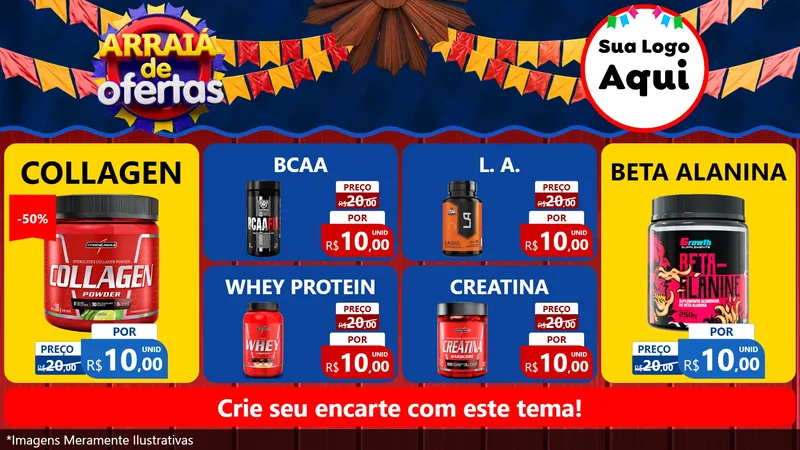 Modelo de TV para TV Horizontal com o tema Arraiá de Ofertas para Suplementos alimentares