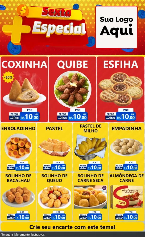 Modelo de Encarte para Encarte Grande com o tema Sexta Mais Especial para Salgadaria