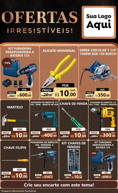 Modelo de Encarte para Encarte Grande com o tema Ofertas Irresistíveis! para Maquinas e Ferramentas