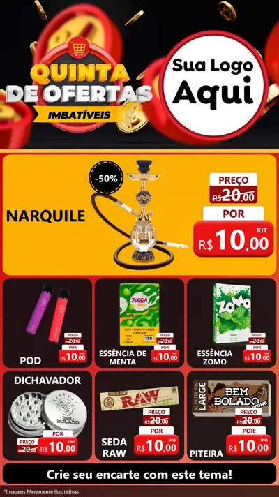 Modelo de Rede Social para Stories com o tema Quinta de Ofertas Imbatíveis para Tabacaria
