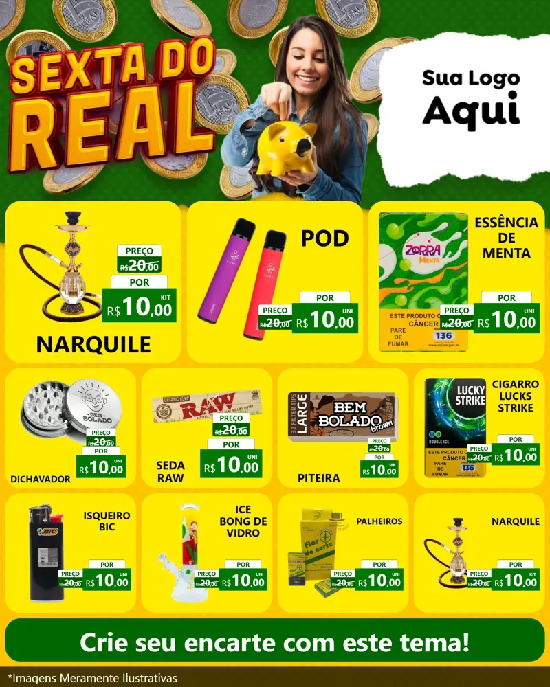 Modelo de Rede Social para Feed Instagram com o tema Sexta do Real para Tabacaria