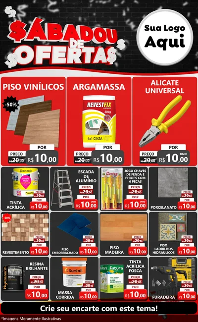 Modelo de Encarte para Encarte Grande com o tema Sabadou de Ofertas para Material para Construção
