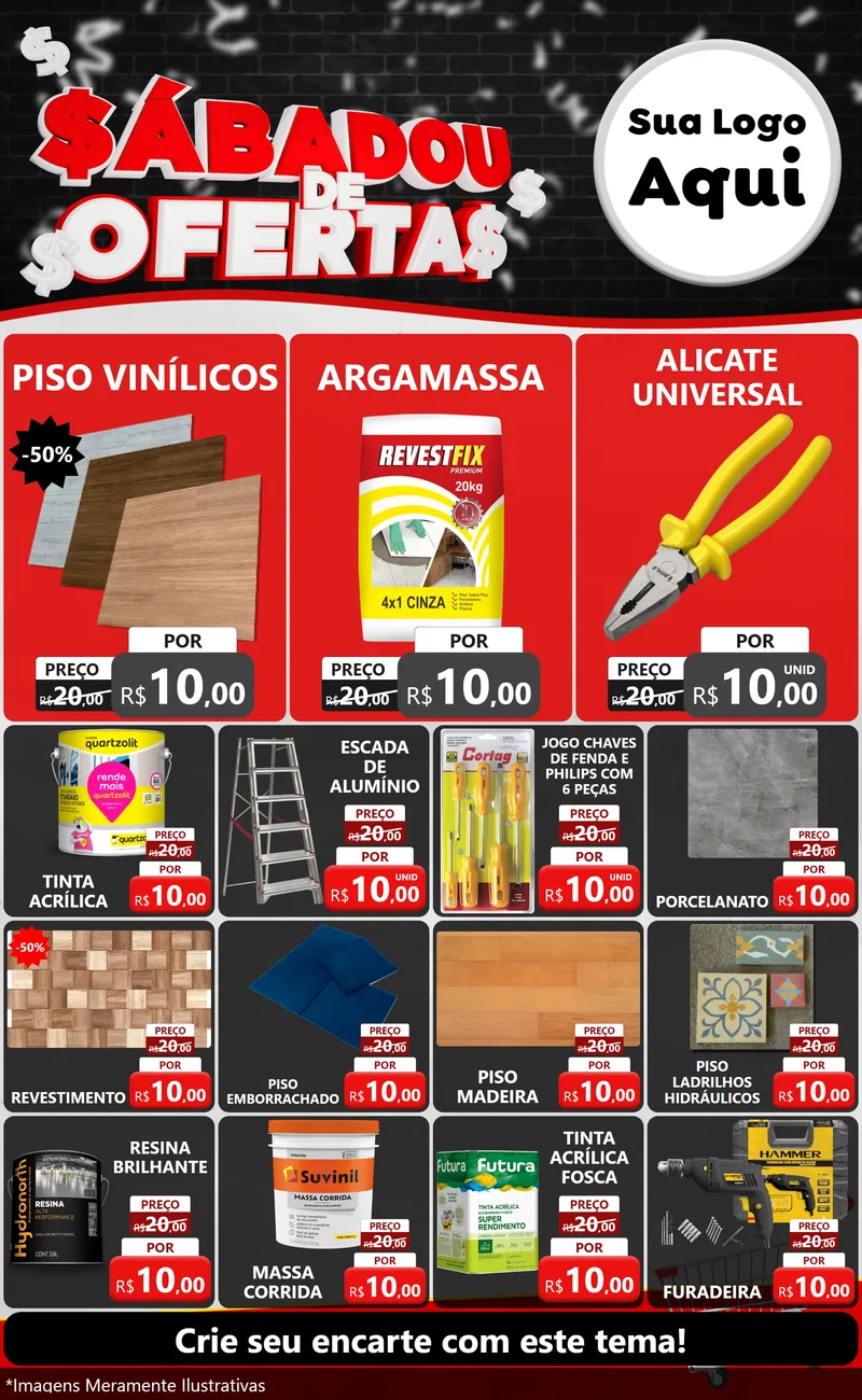 Modelo de Encarte para Encarte Grande com o tema Sabadou de Ofertas para Material para Construção