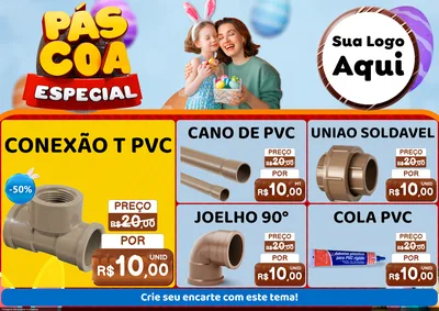 Modelo de Encarte para Encarte A4 Horizontal com o tema Páscoa Especial para Tubos e conexões