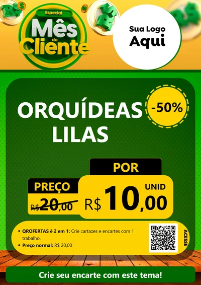 Modelo de Cartaz para Cartaz A4 Vertical com o tema Especial Mês do Cliente para Floricultura e jardim