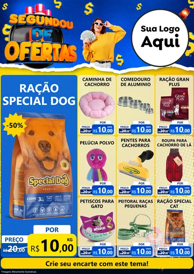 Modelo de Encarte para Encarte A4 Vertical com o tema Segundou de Ofertas para Pet Shop