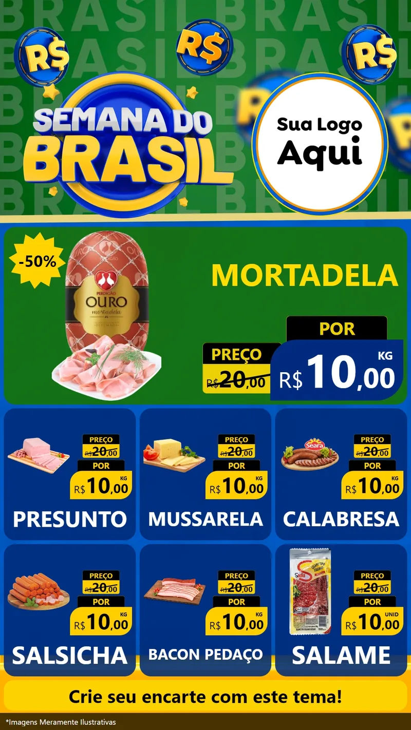 Modelo de Rede Social para Stories com o tema Semana Do Brasil para Frios e Laticínios