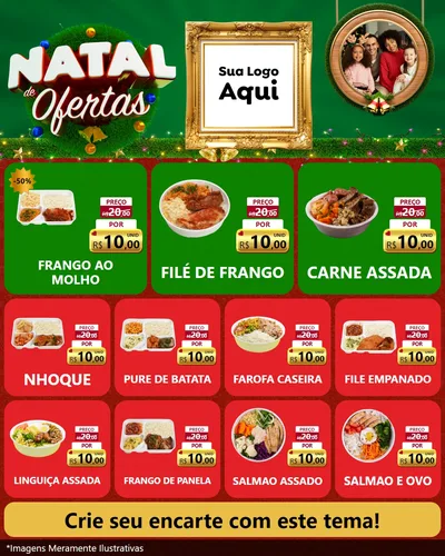 Modelo de Rede Social para Feed Instagram com o tema Natal de Ofertas para Restaurante