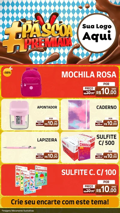 Modelo de TV para TV Vertical com o tema Páscoa Premiada para Papelaria