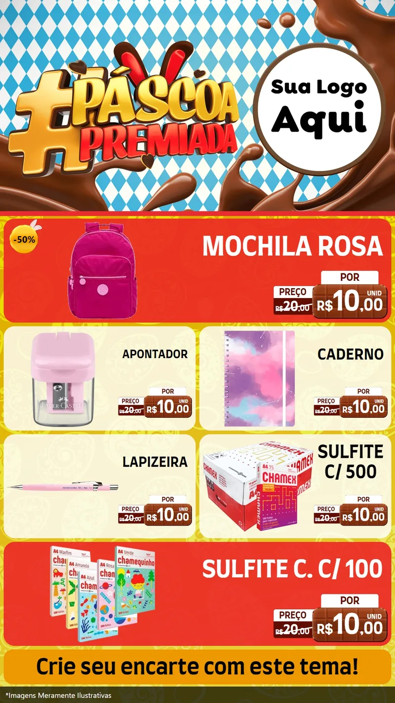 Modelo de TV para TV Vertical com o tema Páscoa Premiada para Papelaria