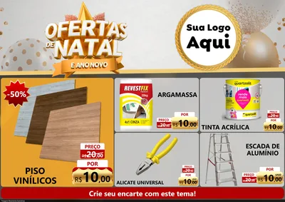 Modelo de Encarte para Encarte A4 Horizontal com o tema Ofertas De Natal E Ano Novo para Material para Construção