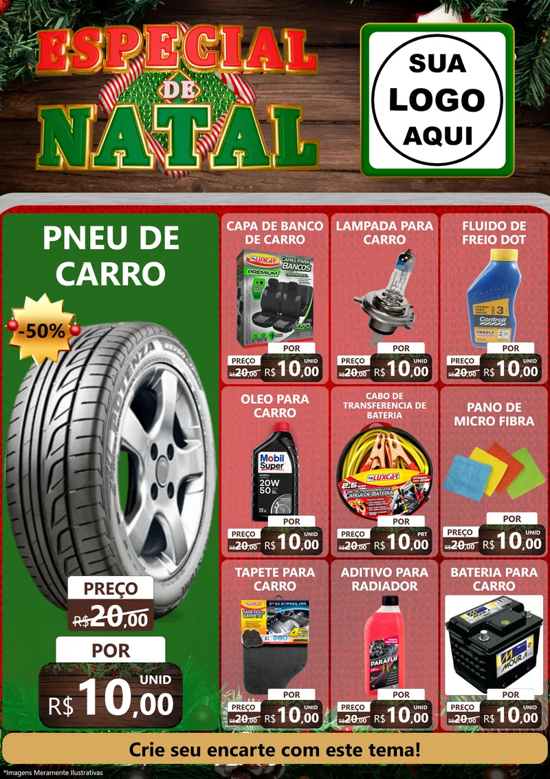 Modelo de Encarte para Encarte A4 Vertical com o tema Especial de Natal para Auto peças