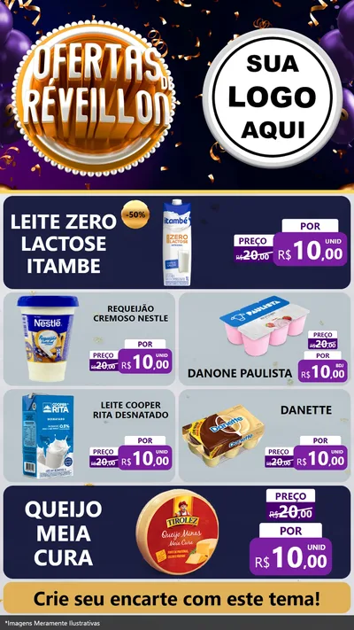 Modelo de TV para TV Vertical com o tema Ofertas de Réveillon para Frios e Laticínios