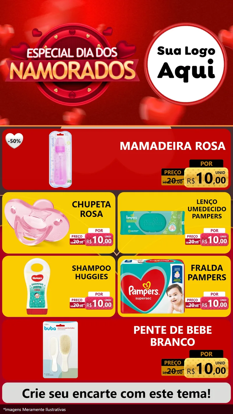 Modelo de TV para TV Vertical com o tema Especial Dia Dos Namorados para Bebês