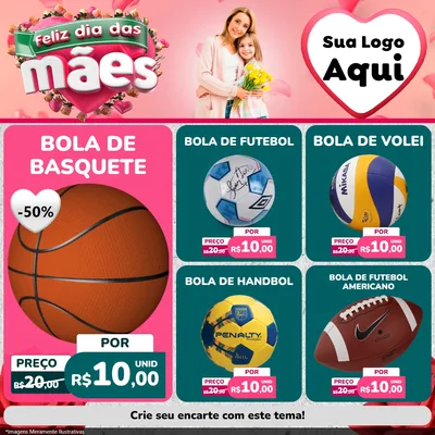 Modelo de Rede Social para Feed Facebook com o tema Feliz Dia das Mães para Artigos Esportivos